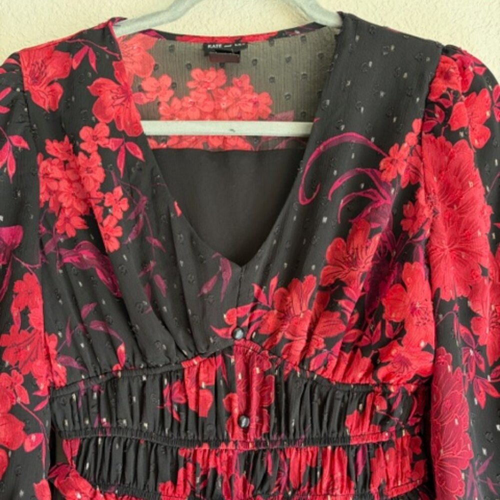 Kate & Lily Chiffon Sheer Back Partial Lined Floral Maxi Dress Size 4 Whimsigoth - Picture 6 of 10